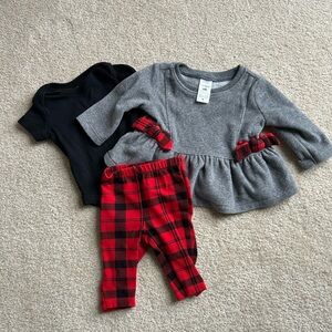 Carters Newborn 3 Piece Holiday Set Buffalo Plaid Baby Gir